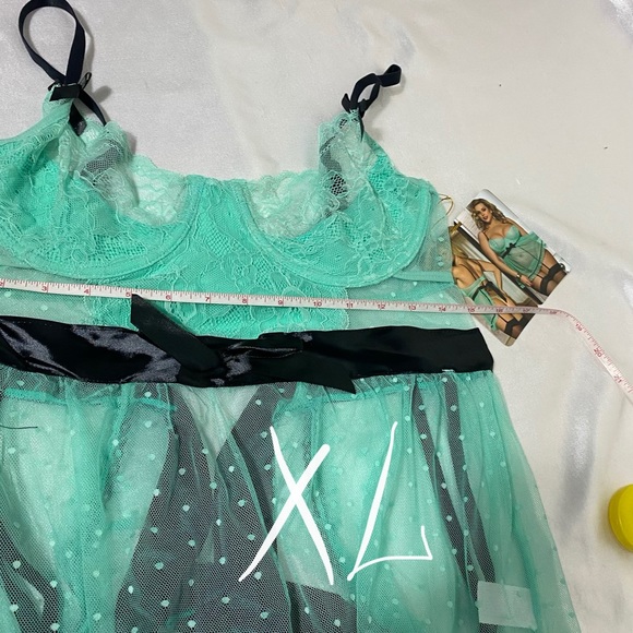 NEW Womens Sexy top intimates green bow XL; 4XL - Picture 5 of 9
